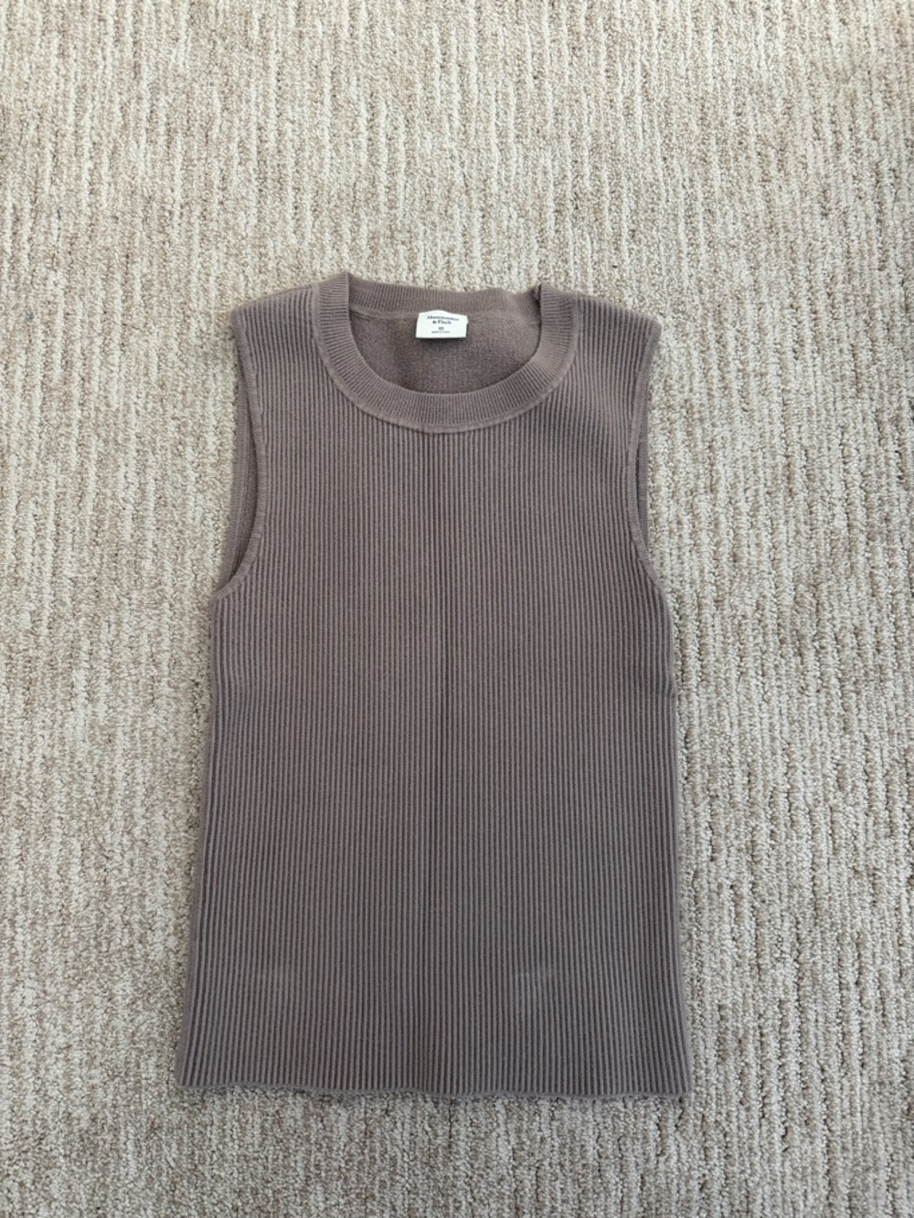Abercrombie & Fitch Ribbed Crew Neck Tank - Taupe Brown